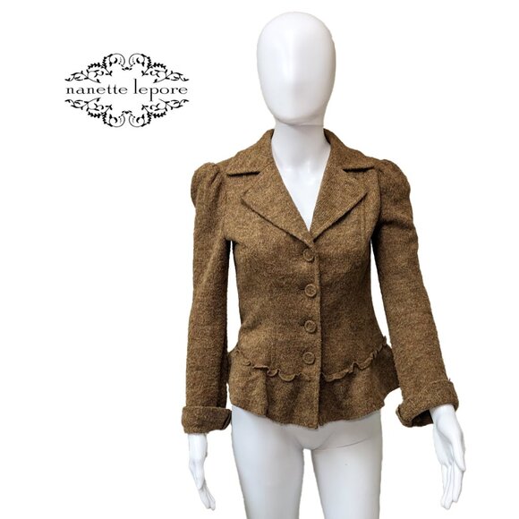 Vintage NANETTE LEPORE Bouclé Wool-Blend Jacket/Coat - Picture 1 of 8